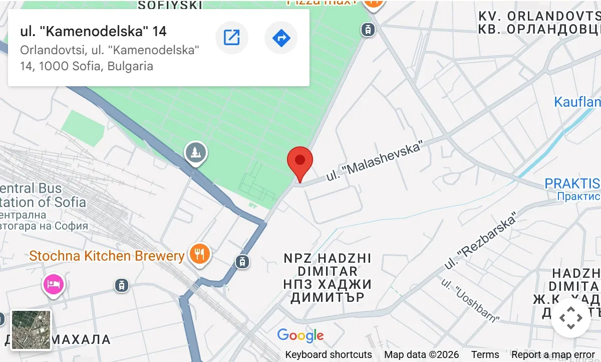 Карта: ул. Каменоделска 14, София